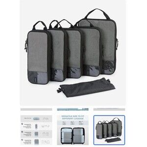 BAGSMART 6 Set Compression Packing Cubes Black - Lightweight Travel Essentials